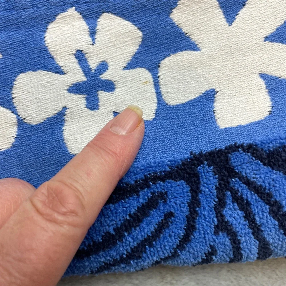 Kirkland Tropical Floral Beach Towel 36x66 Blue Hibiscus Egyptian Cotton Hawaii